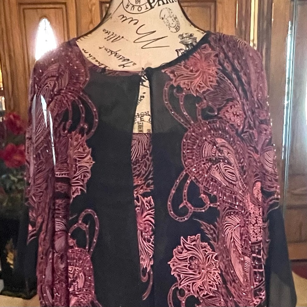 Elegant Asymmetrical Black and Pink Dress